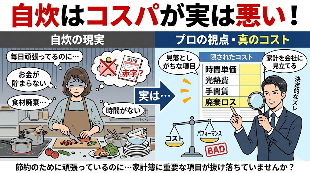 一人暮らしで自炊のコスパが実は悪い　イメージ画像