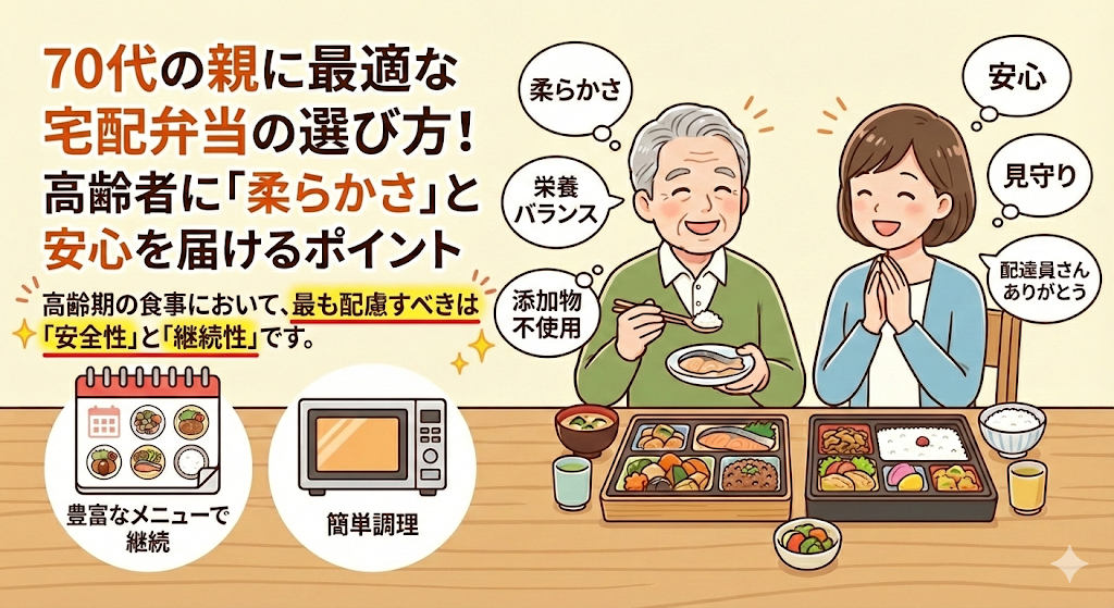 70代の親に最適な宅配弁当の選び方！高齢者に「柔らかさ」と安心を届けるポイント