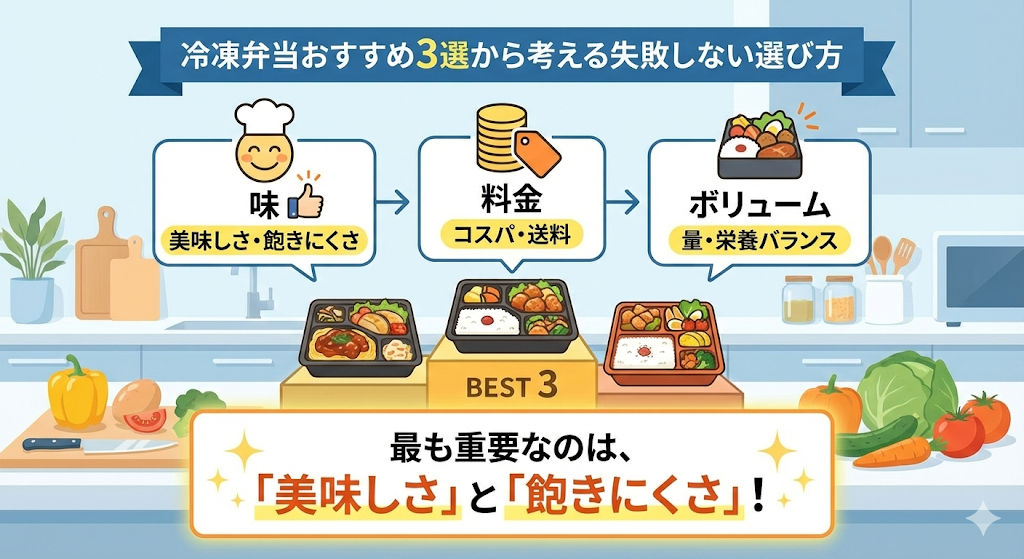 冷凍弁当おすすめ3選から考える失敗しない選び方:味・料金・ボリュームをチェック