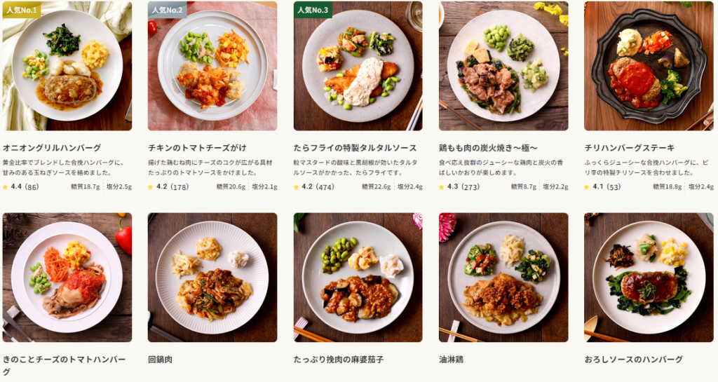 ナッシュのメニューの一部