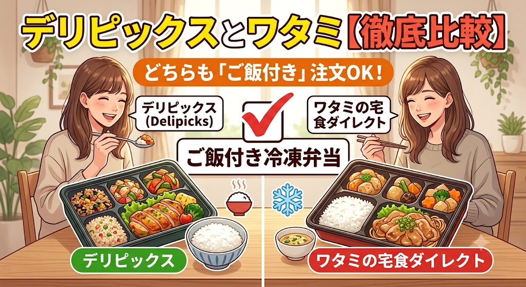 デリピックスもワタミもご飯付きの冷凍弁当を注文することが可能