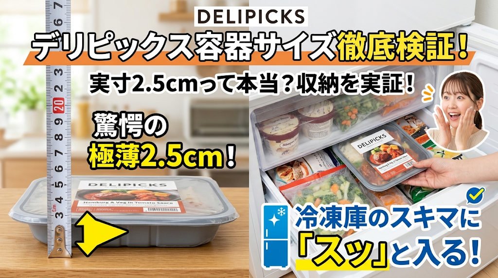 デリピックスの容器サイズ実寸は？極薄2.5cmで冷凍庫に入る？