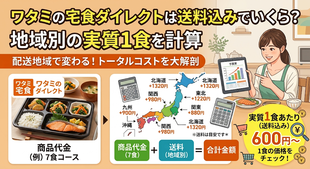 ワタミの宅食ダイレクトは送料込みでいくら？地域別の実質1食を計算