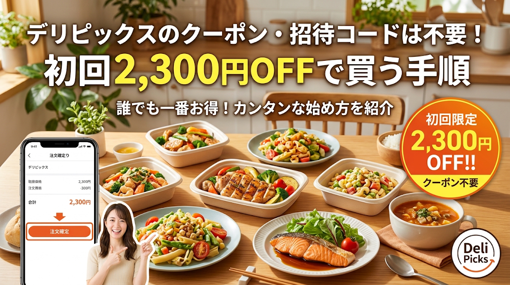 デリピックスのクーポン・招待コードは不要！初回2,300円OFFで買う手順