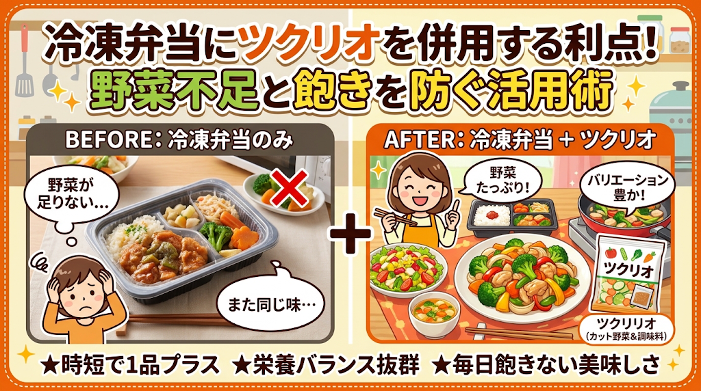 冷凍弁当にツクリオを併用する利点！野菜不足と飽きを防ぐ活用術