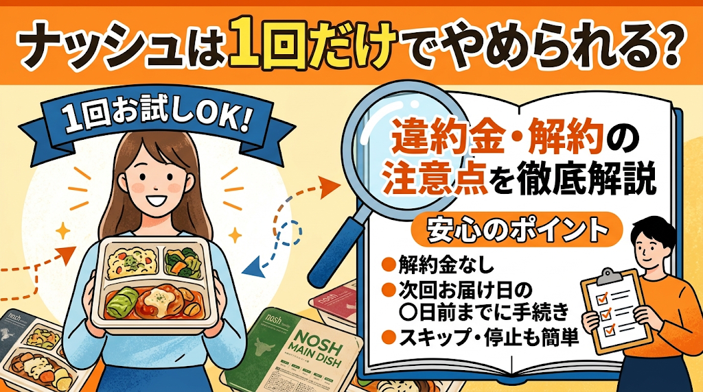 ナッシュは1回だけでやめられる？違約金・解約の注意点を徹底解説